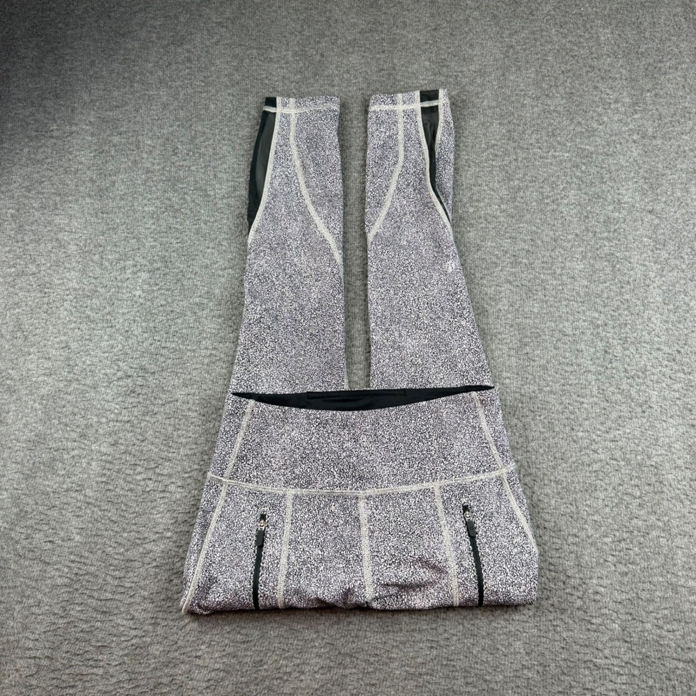 Lululemon Leggings Women's 4 Black White Speckle Mesh Panel Zipper Pocket